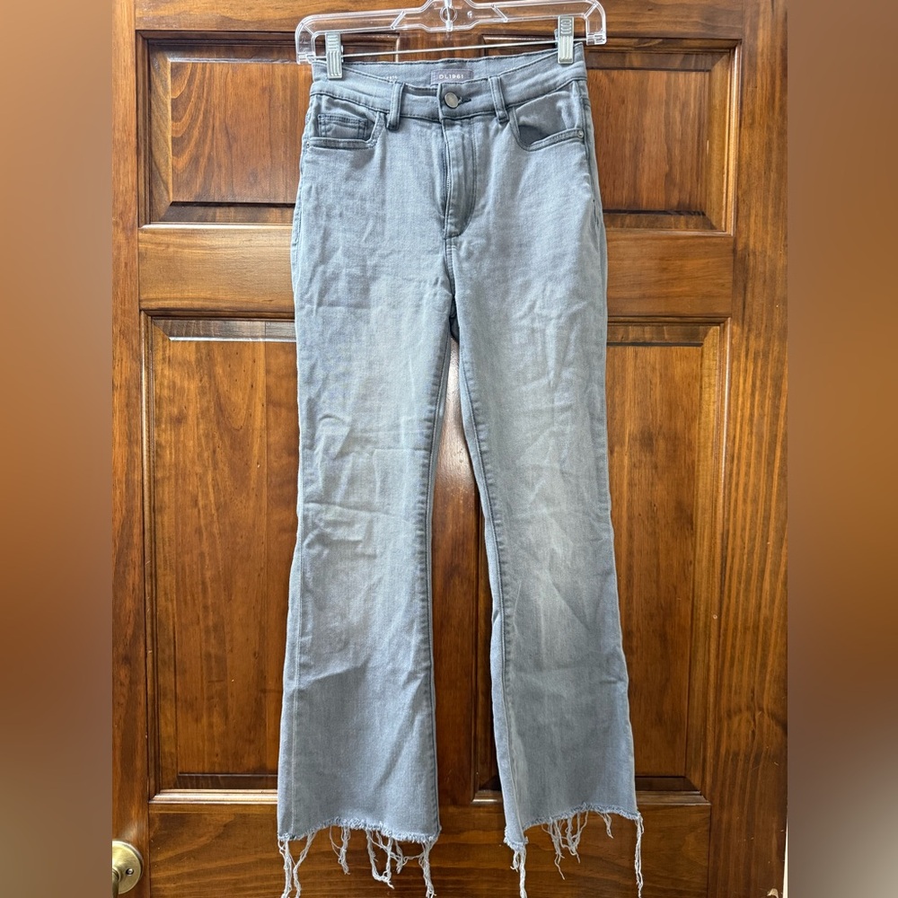 DL1961 Women's Distressed Gray Wide Leg Jeans